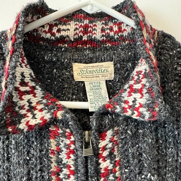 NWT Vintage St John’s Bay Knit Zip Up Sweater 
Petite Large - Picture 2 of 9